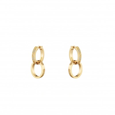 CARTIER LOVE YELLOW GOLD EARRINGS, TRANSFORMABLE, SEMI-PAVED N8515241